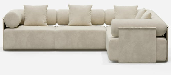 Avalon 5-Piece Modular white velvet L-Shaped sectional sofa