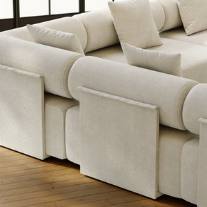 5-Piece Moduler white velvet L-Shaped sectional sofa