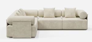 5-Piece Moduler white velvet L-Shaped sectional sofa