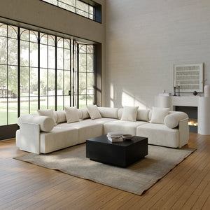 5-Piece Moduler white velvet L-Shaped sectional sofa