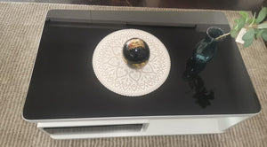 OJ White And Black Glass Coffee table