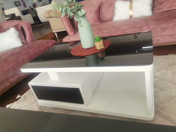 OJ White And Black Glass Coffee table