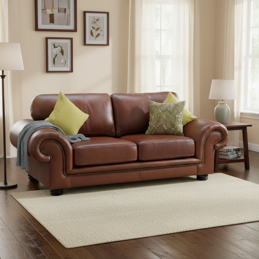 Valerio 2-Seater Full Genuine Leather Couch