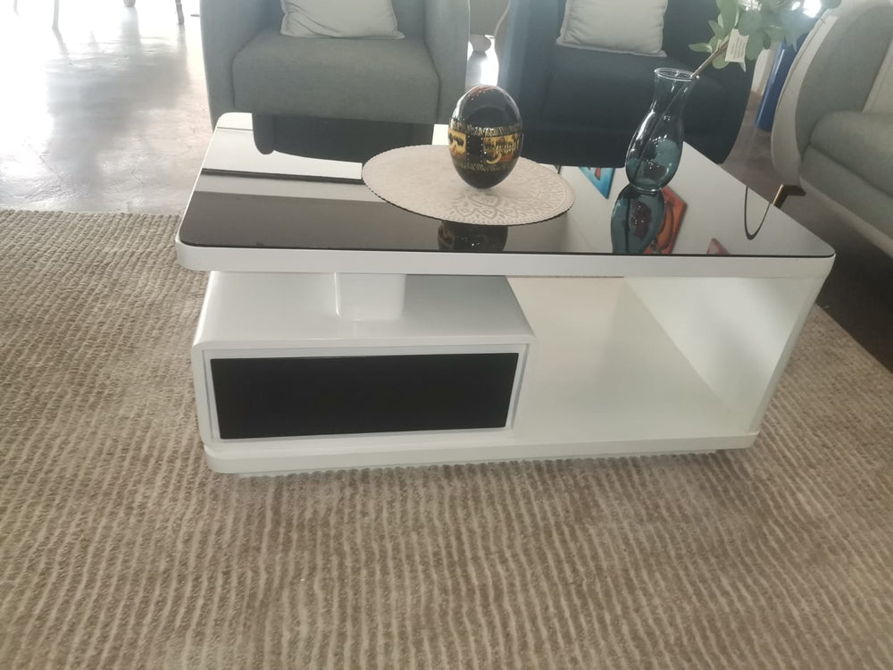 OJ White And Black Glass Coffee table